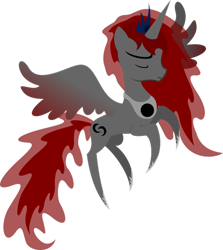 Size: 844x947 | Tagged: safe, artist:demonreapergirl, oc, oc only, species:alicorn, species:pony, alicorn oc, eyes closed, hooves, horn, lineless, pointy ponies, simple background, solo, spread wings, transparent background, wings