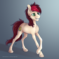 Size: 2500x2500 | Tagged: safe, artist:yarugreat, oc, oc only, oc:appleale, species:earth pony, species:pony, crossed hooves, female, mare, smiling, two toned mane, unshorn fetlocks