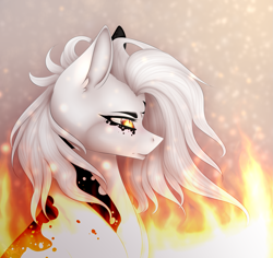 Size: 1971x1863 | Tagged: safe, artist:dawndream2003, oc, oc:sacred moon, species:earth pony, species:pony, bust, female, fire, mare, portrait, solo