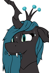 Size: 1280x1920 | Tagged: safe, artist:rene-owen, character:queen chrysalis, species:changeling, bust, headcanon, png, simple background, transparent background, wip