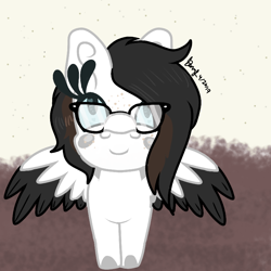 Size: 768x768 | Tagged: safe, artist:crippling depression, oc, oc only, oc:crippling depression, species:pegasus, species:pony, cd is trying to murder us, crippling depression's babies, cute, dawwww, happy, looking at you, ocbetes, signature, smiling, solo, spread wings, wings