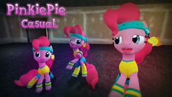 Size: 1280x720 | Tagged: safe, artist:gonzalolog, character:pinkie pie, 3d, exercise, gmod, headband, leg warmers, workout outfit, wristband