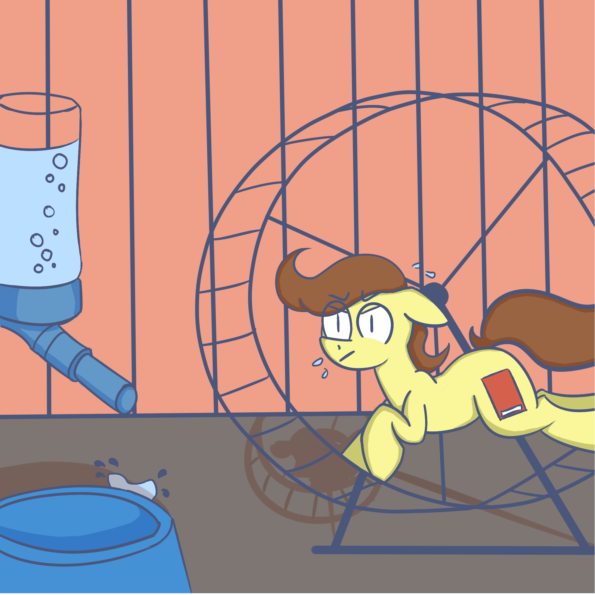 Size: 2000x2000 | Tagged: safe, artist:nevermore228, oc, oc only, oc:tomson, species:pony, animated, cage, gif, hamster wheel, micro, tiny, tiny ponies