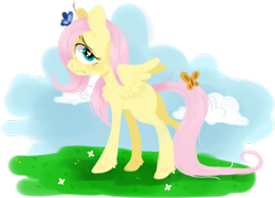 Size: 1102x792 | Tagged: safe, artist:incubugs, artist:mega-bugsly, character:fluttershy, species:pony, butterfly, female, filly, filly fluttershy, solo, younger