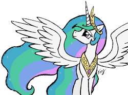 Size: 3240x2400 | Tagged: safe, artist:bronyfang, character:princess celestia, species:alicorn, species:pony, crown, female, jewelry, mare, regalia, simple background, smiling, solo, spread wings, transparent background, wings