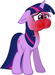 Size: 608x823 | Tagged: safe, artist:rhubarb-leaf, character:twilight sparkle, character:twilight sparkle (unicorn), species:pony, species:unicorn, episode:friendship is magic, g4, my little pony: friendship is magic, female, floppy ears, mare, puffy cheeks, simple background, solo, spicy, sweat, teary eyes, transparent background, vector