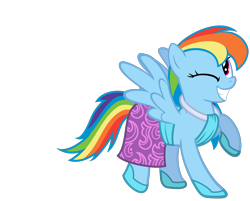 Size: 2024x1630 | Tagged: safe, artist:mattbas, character:rainbow dash, species:pegasus, species:pony, beautiful, clothing, cute, dashabetes, dress, fashion, female, hoof shoes, mare, one eye closed, rainbow dash always dresses in style, raised hoof, simple background, solo, transparent background, vector, wings, wink