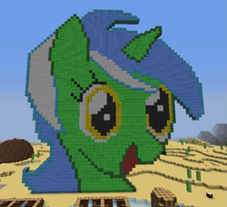 Size: 771x704 | Tagged: safe, artist:roflpony, character:lyra heartstrings, species:pony, species:unicorn, bust, female, game screencap, looking at you, minecraft, minecraft pixel art, open mouth, pixel art, portrait, smiling, solo