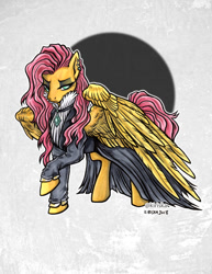 Size: 580x750 | Tagged: safe, artist:kiriska, character:fluttershy, species:pegasus, species:pony, episode:fake it 'til you make it, alternate hairstyle, clothing, dress, female, fluttergoth, mare, marker drawing, traditional art