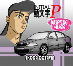 Size: 800x726 | Tagged: safe, artist:sudro, character:octavia melody, car, crossover, female, humanized, initial d, japanese, parody, solo