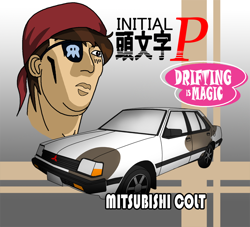 Size: 800x726 | Tagged: safe, artist:sudro, character:pipsqueak, car, crossover, humanized, initial d, japanese, parody, wat