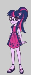 Size: 189x454 | Tagged: safe, alternate version, artist:kora kosicka, character:twilight sparkle, character:twilight sparkle (scitwi), species:eqg human, equestria girls:spring breakdown, g4, my little pony: equestria girls, my little pony:equestria girls, spoiler:eqg series (season 2), clothing, cute, feet, female, geode of telekinesis, glasses, magical geodes, open-toed shoes, ponytail, sandals, smiling, solo, twiabetes