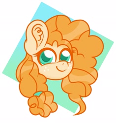Size: 1933x2048 | Tagged: safe, artist:superanina, character:pear butter, species:earth pony, species:pony, applejack's mom, bust, buttercup, colored pupils, cute, ear fluff, female, head only, mother, pearabetes, portrait, simple background, smiling at you, solo