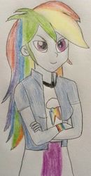 Size: 644x1241 | Tagged: safe, artist:captainedwardteague, character:rainbow dash, my little pony:equestria girls, female, solo, traditional art