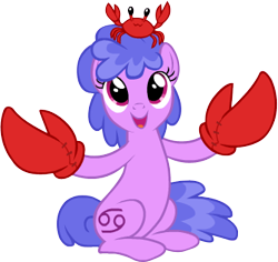 Size: 335x316 | Tagged: safe, artist:patchwerk-kw, species:crab, :3, cancer (horoscope), cute, pincers, ponyscopes, weapons-grade cute, zodiac