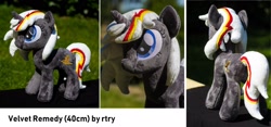 Size: 1920x899 | Tagged: safe, artist:rtry, oc, oc:velvet remedy, species:pony, species:unicorn, fallout equestria, fanfic, fanfic art, female, hooves, horn, mare, photo, plushie, solo