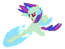 Size: 1060x797 | Tagged: safe, artist:biggernate91, editor:biggernate91, oc, oc:affinity, species:alicorn, species:pony, action pose, alicorn oc, contest entry, glowing horn, glowing wings, horn, intentionally bad, wings