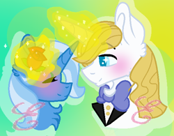 Size: 586x457 | Tagged: safe, artist:kiwi4578, character:prince blueblood, character:trixie, species:pony, ship:bluetrix, female, male, shipping, straight