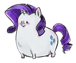Size: 941x782 | Tagged: safe, artist:kora kosicka, character:rarity, species:pony, fat, female, official fan art, short legs, simple background, solo, white background