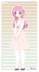 Size: 1200x2220 | Tagged: safe, artist:stalemeat, character:fluttershy, g4, clothing, cute, dress, eye clipping through hair, female, humanized, shyabetes, solo