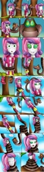 Size: 1024x3981 | Tagged: safe, artist:jerrydestrtoyer, character:sweetie belle, my little pony:equestria girls, boots, clothing, coiling, coils, crossover, cute, female, headband, hypno eyes, kaa, kaa eyes, mind control, onomatopoeia, shoes, skirt, sleeping, sliding, smiling, snake, solo, sound effects, story included, yawn, zzz