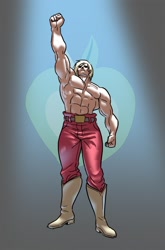 Size: 700x1061 | Tagged: safe, artist:blubhead, character:big mcintosh, species:human, clothing, cutie mark, great macintosh, hokuto no ken, humanized, male, muscles, partial nudity, raoh, topless
