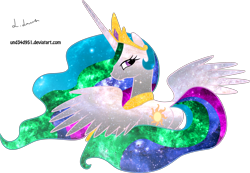 Size: 2866x1981 | Tagged: safe, artist:und34d951, character:princess celestia, species:pony, female, solo, space