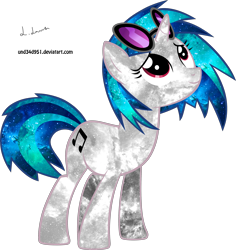 Size: 2500x2650 | Tagged: safe, artist:und34d951, character:dj pon-3, character:vinyl scratch, species:pony, female, solo, space