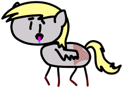Size: 969x698 | Tagged: safe, artist:alexskleinewelt, character:derpy hooves, species:pony, clothing, naughty, simple background, stick pony, tongue out, transparent background, underwear