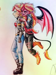 Size: 540x720 | Tagged: safe, artist:thecaptainacobskicorncob, character:sunset satan, character:sunset shimmer, fanfic:who's ready for trouble?, g4, my little pony:equestria girls, demon, fanfic art, sunset satan, traditional art