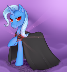 Size: 936x1000 | Tagged: safe, artist:stalkerpony, character:trixie, alicorn amulet, glowing eyes, smiling