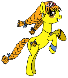 Size: 1327x1514 | Tagged: safe, artist:sephiroth7734, species:earth pony, species:pony, aika, female, goggles, mare, ponified, rearing, simple background, skies of arcadia, solo, transparent background