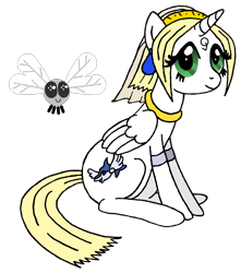 Size: 1200x1355 | Tagged: safe, artist:sephiroth7734, species:alicorn, species:pony, female, fina, mare, parasprite, ponified, simple background, sitting, skies of arcadia, solo, transparent background