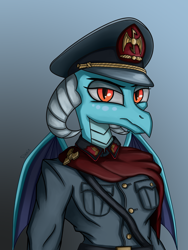 Size: 2400x3200 | Tagged: safe, artist:sinniepony, character:princess ember, species:dragon, clothing, dragoness, female, military, military uniform, solo, uniform
