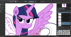Size: 1920x1017 | Tagged: safe, artist:n3ro 182, character:twilight sparkle, character:twilight sparkle (alicorn), species:alicorn, species:pony, digital art, female, horn, krita, solo, wings, wip