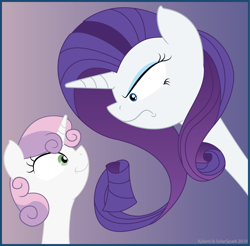 Size: 2644x2602 | Tagged: safe, artist:kylami, artist:solarspark, character:rarity, character:sweetie belle, species:pony, species:unicorn, cartoon physics, long neck, sibling rivalry