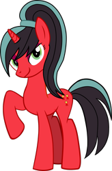 Size: 1197x1824 | Tagged: safe, artist:warszak, oc, oc:red rosette, species:pony, female, mare, ponytail, simple background, tall, thin