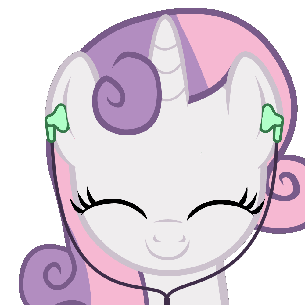 Size: 1000x1000 | Tagged: safe, artist:duskyzombie, edit, editor:eddy original, character:sweetie belle, species:pony, species:unicorn, episode:growing up is hard to do, g4, my little pony: friendship is magic, animated, bust, cute, diasweetes, earbuds, edited gif, female, headbob, mare, older, older sweetie belle, party soft, portrait, simple background, solo, transparent background