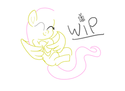 Size: 4200x3041 | Tagged: safe, artist:n3ro 182, character:fluttershy, species:pegasus, species:pony, cute, female, hug, lineart, mare, one eye closed, solo, wings, wink, wip