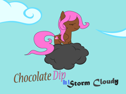 Size: 800x600 | Tagged: safe, artist:cogweaver, oc, oc only, oc:chocolate dip, species:pegasus, species:pony, cloud, cloudy, eyes closed, female, mare, pointy ponies, sky
