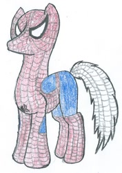 Size: 585x824 | Tagged: safe, artist:triforce-treasure, oc, oc:triforce treasure, species:earth pony, species:pony, clothing, cosplay, costume, oc cosplay, solo, spider-man