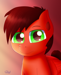 Size: 1300x1600 | Tagged: safe, artist:ponyxwright, oc, oc:crimson haze, species:pegasus, species:pony, bust, gradient background, looking at you, solo