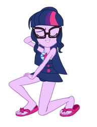 Size: 1920x2503 | Tagged: safe, artist:n3ro 182, character:twilight sparkle, character:twilight sparkle (scitwi), species:eqg human, my little pony:equestria girls, spoiler:eqg series (season 2), clothing, feet, female, flip-flops, glasses, pose, sandals, sexy, solo, swimsuit