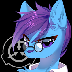 Size: 2560x2560 | Tagged: safe, alternate version, artist:alus, oc, oc only, oc:dr.picsell dois, species:pegasus, species:pony, avatar, clothing, lab coat, male, scp, scp foundation, simple background, solo