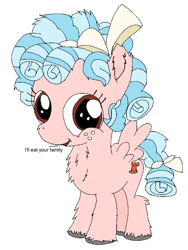 Size: 770x1024 | Tagged: safe, artist:danksailor, character:cozy glow, species:pony, chest fluff, cozybetes, cute, dialogue, female, fluffy, golly, golly loli, pure concentrated unfiltered evil of the utmost potency, pure unfiltered evil, solo
