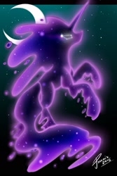 Size: 1024x1536 | Tagged: safe, artist:pxoenix2014, artist:silverraven2018, character:tantabus, species:pony, episode:do princesses dream of magic sheep?, g4, my little pony: friendship is magic, constellation, crescent moon, moon, night, rearing, signature, solo, stars