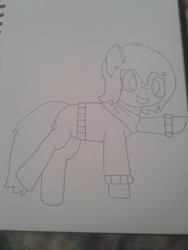 Size: 1932x2576 | Tagged: safe, artist:derpy_the_duck, oc, oc only, oc:derp, species:earth pony, species:pony, clothing, solo, traditional art