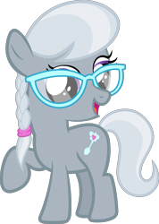 Size: 3000x4205 | Tagged: safe, artist:piranhaplant1, edit, editor:slayerbvc, character:silver spoon, species:earth pony, species:pony, accessory-less edit, female, glasses, missing accessory, raised hoof, simple background, solo, transparent background, vector, vector edit