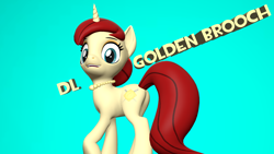 Size: 4096x2304 | Tagged: safe, artist:raymond, oc, oc:golden brooch, species:pony, species:unicorn, 3d, downloadable, jewelry, necklace, revamped ponies, simple background, source filmmaker