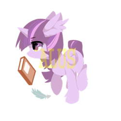 Size: 512x512 | Tagged: safe, alternate version, artist:alus, character:twilight sparkle, character:twilight sparkle (alicorn), species:alicorn, species:pony, book, cute, ear fluff, feather, female, leg fluff, lineless, mare, pixiv, simple background, solo, transparent background, twiabetes, watermark